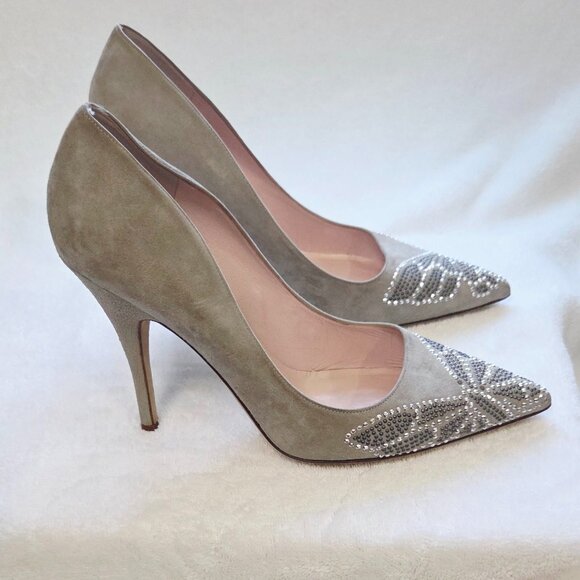 Kate Spade 'Leandra' Studded Butterfly Suede Pumps Size 9.5 - Picture 2 of 8